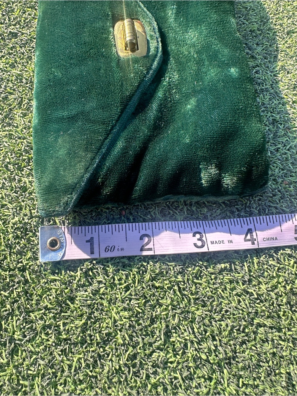 VINTAGE Emerald Green Velvet Envelope Clutch Gold Tone - Picture 9 of 9